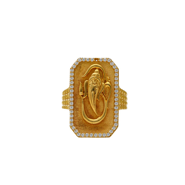 22K Gold & CZ Ganesh Ring (18.2gm) | 



This amazing Lord Ganesh 22K gold ring design features gleaming cubic zirconia and an engrave...