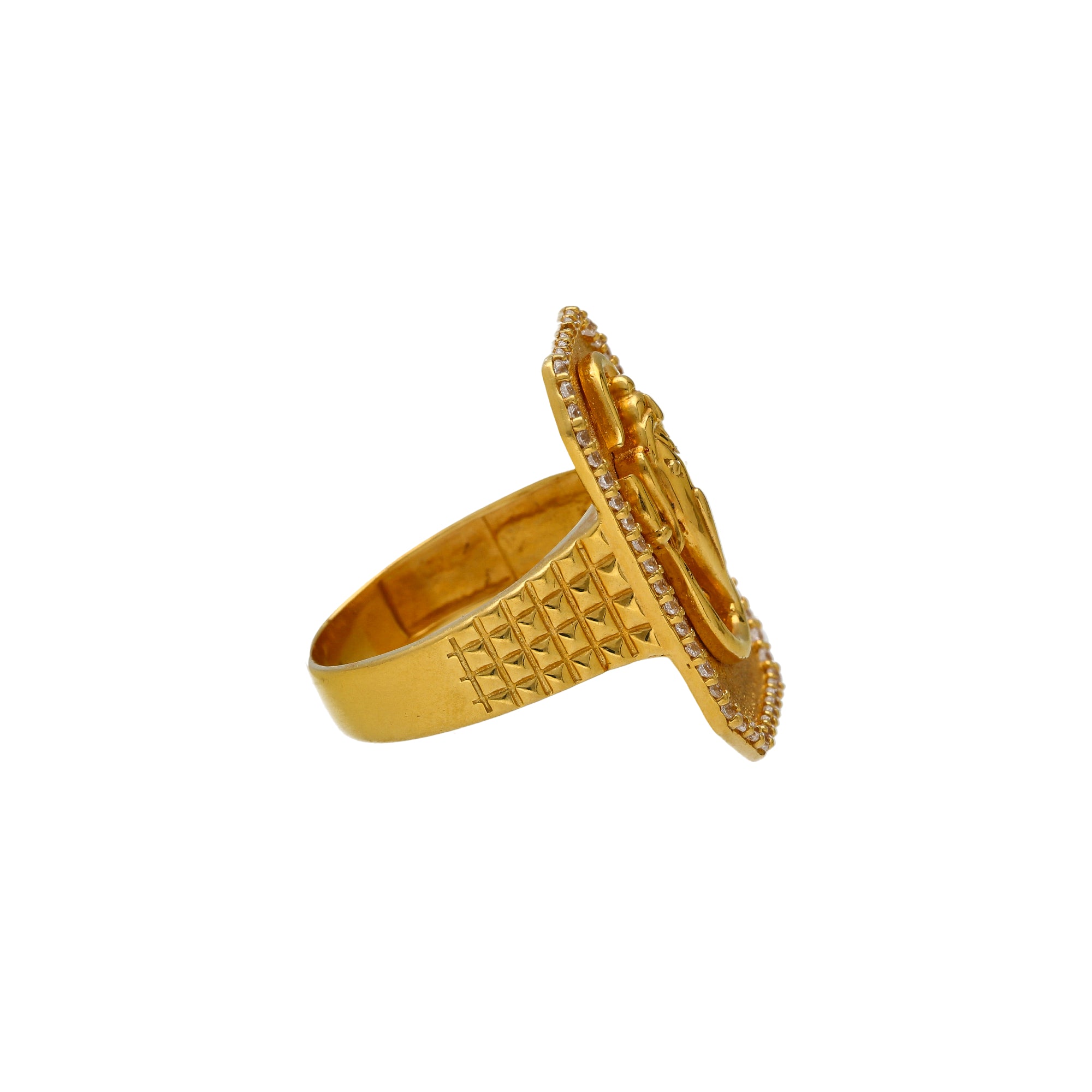 Double Line Diamond Ganesh Muga Ring – WinBiz