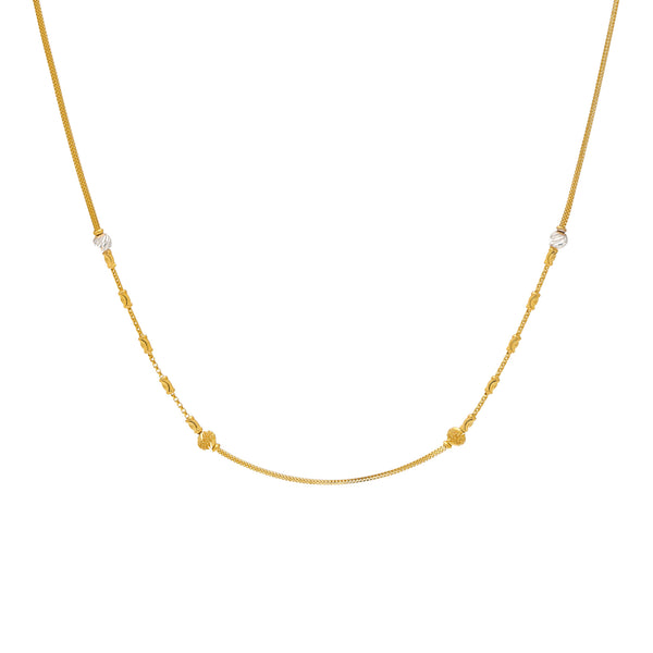 22K Yellow & White Gold Thin Beaded Chain (8.4gm) | 


This sophisticated 22k chain from Virani can perfectly accompany a wide variety of look.   Fea...