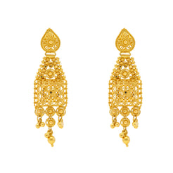 22K Yellow Gold Beaded Filigree Earrings (13.5gm)