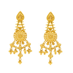 22K Yellow Gold Beaded Filigree Earrings (15.4gm)
