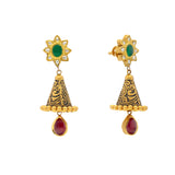 22K Yellow Gold Antique Jhumka Earrings w/ Emeralds & Rubies (17.3gm) | 


This adorable pair of 22k gold Jhumka earrings feature engraved details accentuated by vibrant...