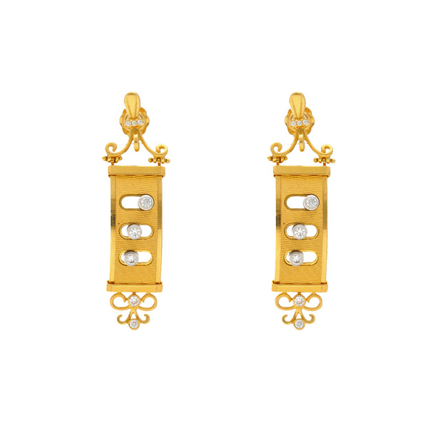 22K Yellow Gold & CZ Earrings (12.9gm) | 


The unique style of this dangling pair of 22k yellow gold earrings adds to the allure of these...
