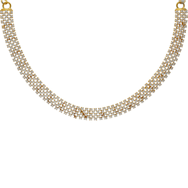 22K Yellow Gold & CZ Necklace (37.4gm) | 


This wonderful 22k yellow gold and cz stone necklace has a minimal design and style that can c...