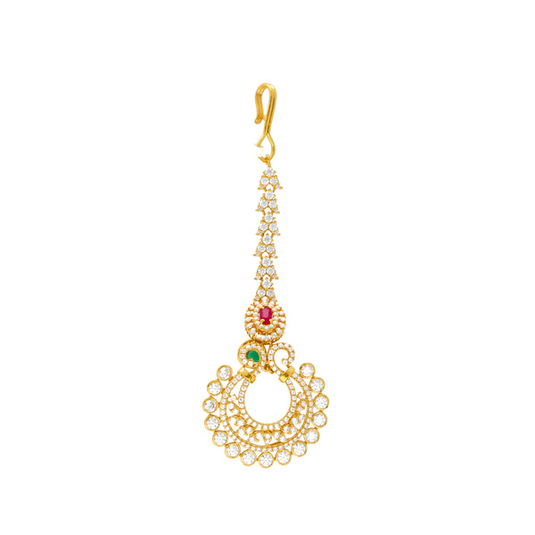 22K Yellow Gold & Gemstone Tikka (14.4gm) | 
The addition of emeralds, rubies, and cz stones to this radiant 22k Indian gold tikka gives it a...