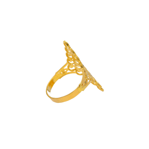 22K Yellow Gold Shield Ring (3.2gm) | This elegant 22K gold shield ring is made from authentic Indian gold and has an elaborate design ...