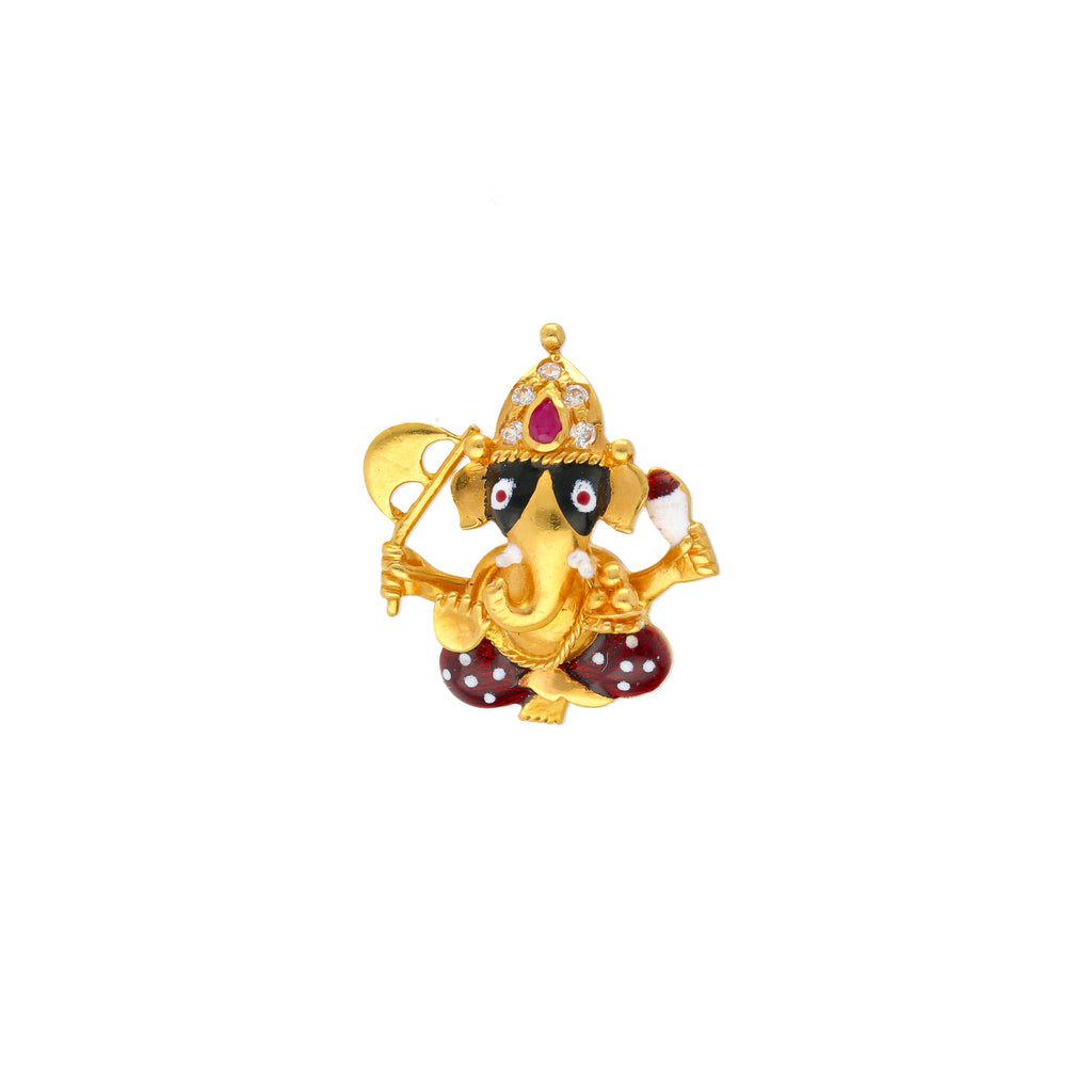 22K Yellow Gold Ganesh Pendant (5.5gm) | Usher in all the powers of Lord Ganesha by adorning yourself with this fabulous modern Ganesha pe...