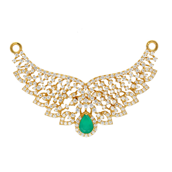 22K Yellow Gold, Emerald & CZ Pendant (10.6gm) | If you're looking for a show-stopping 22K gold pendant then look no further. This elegant gold pe...