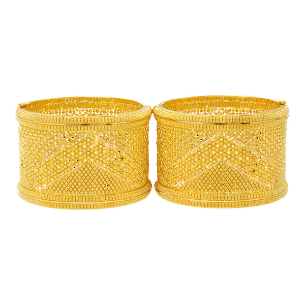 22K Yellow Gold Broad Bangle Set (149 grams) | Bring a rich cultural shine to your traditional looks with this beautiful 22k yellow gold bangles...