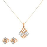 18K Multi-Tone Gold 0.84ct Diamond Pendant Set | The alluring design and style of this beautiful 18K gold simple diamond necklace and earrings set...