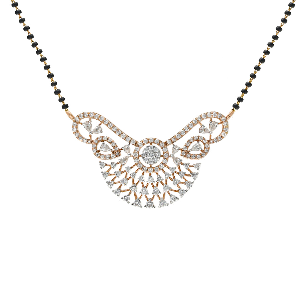 18K Rose Gold 1.17ct Diamond Mangalsutra Necklace Set | Wear this beautiful 18 carat rose gold and diamond Mangalsutra necklace as a symbol of infinite l...