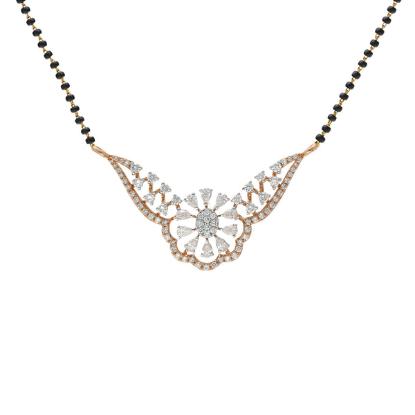 18K Rose Gold 1.02ct Diamond Mangalsutra Necklace | The elegant design and style of this 18k Indian gold Mangalsutra necklace brings a modern sense o...