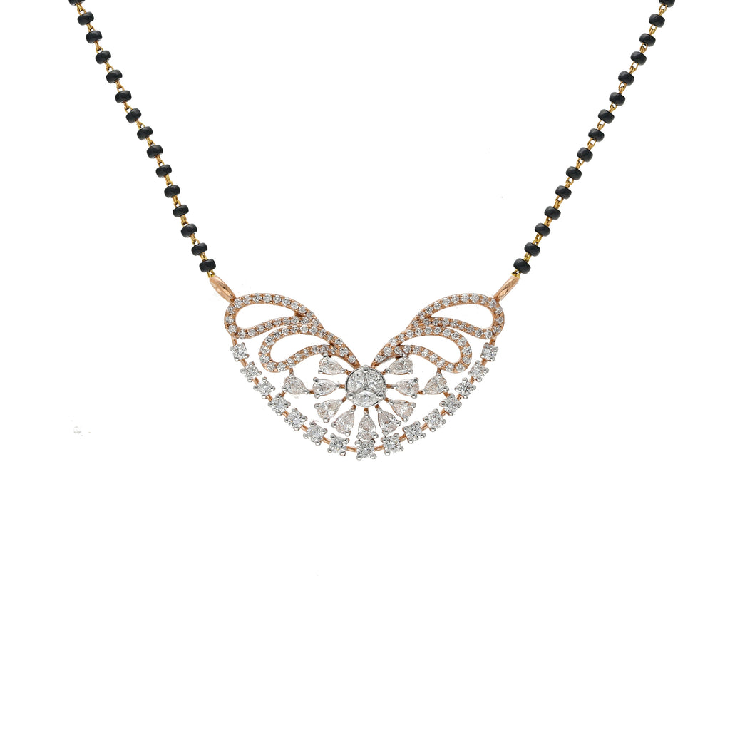 18K Rose Gold 0.95ct Diamond Mangalsutra Necklace | A traditional symbol of matrimony, this beautiful 18k rose gold and Mangalsutra necklace has a un...