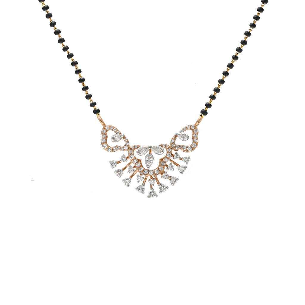18KT Rose Gold 0.7 ct Diamond Mangalsutra Necklace | This modern Mangalsutra necklace has a stylish update to the traditional Mangalsutra design featu...