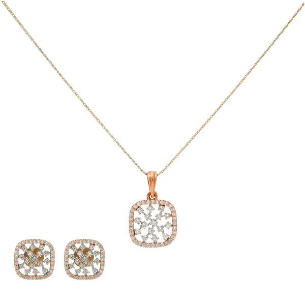 18K Multi-Tone Gold 1.51ct Diamond Pendant Set | 
This minimal 18k yellow and white gold pendant jewelry set uses a stunning assortment of diamond...