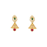 22K Yellow Gold, Ruby, Emerald & CZ Jhumka Earrings (19.9gm) | 
Pair this dazzling set of 22k yellow gold jhumka earrings with bridal, traditional, or other for...