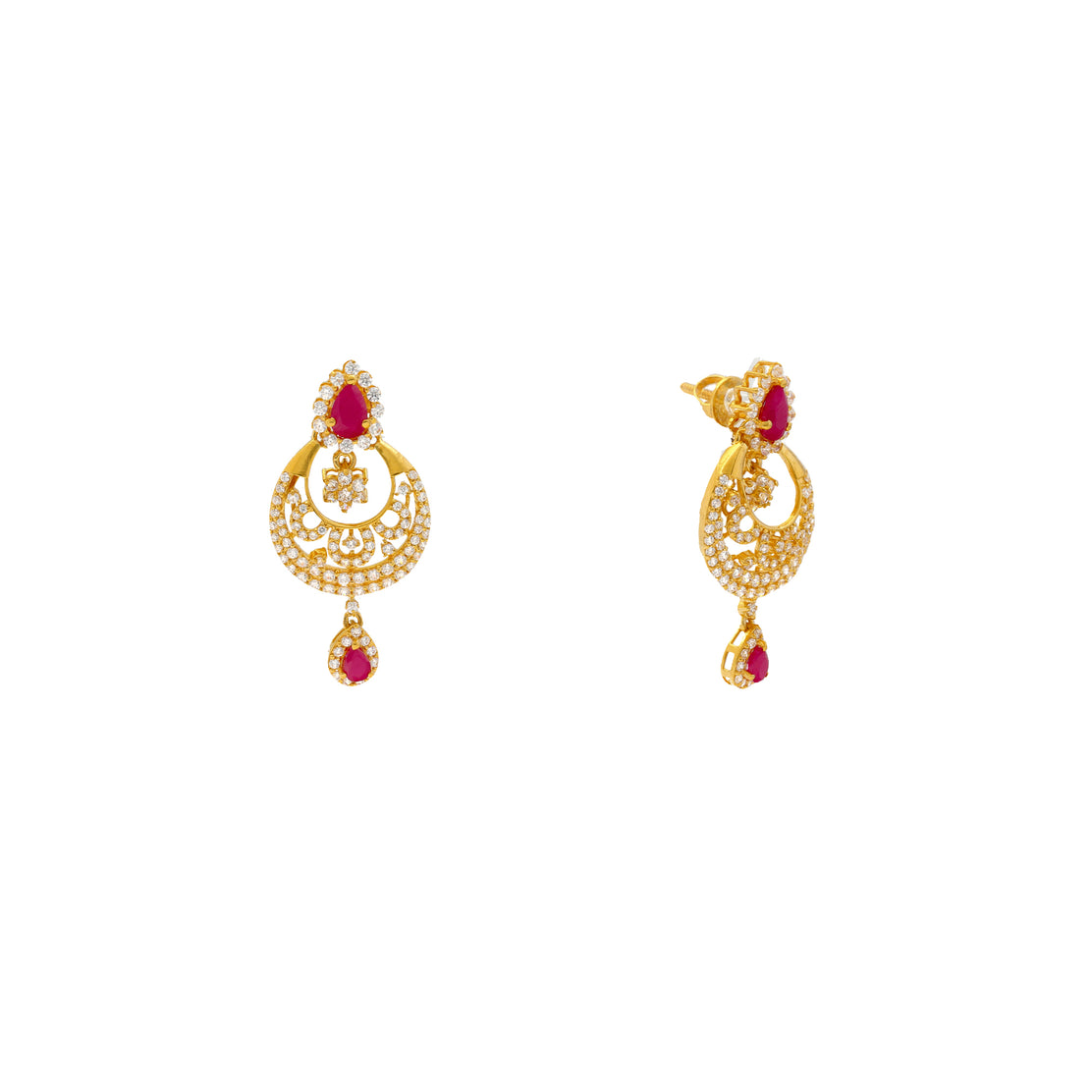 Premium Quality Cz Stone Earring With Ruby And Green Stone Hanging White  Pearl Earring Buy Online