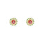 22K Yellow Gold, Emerald, Ruby & CZ Stud Earrings (4.9gm)
