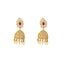 22K Yellow Gold, CZ, Ruby & Pearl Jhumka Earrings (16gm)