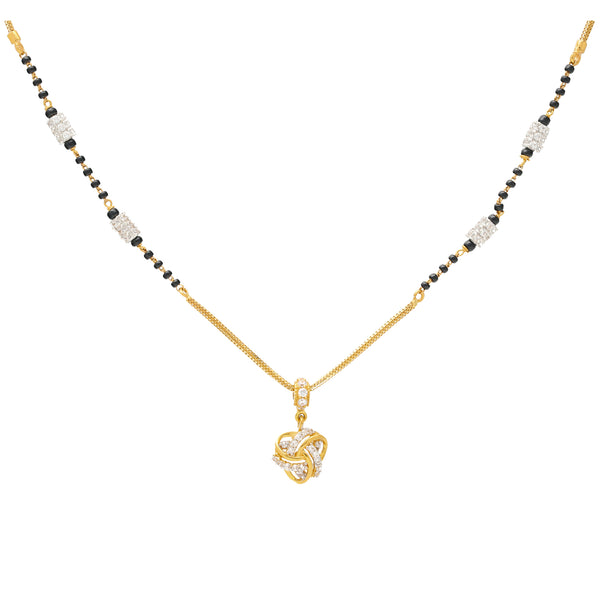 22K Multi-Tone Gold & CZ Mangalsutra Necklace (9.7gm) | 


The luxurious design and style of this minimal 22k gold Mangalsutra will be an exquisite addit...