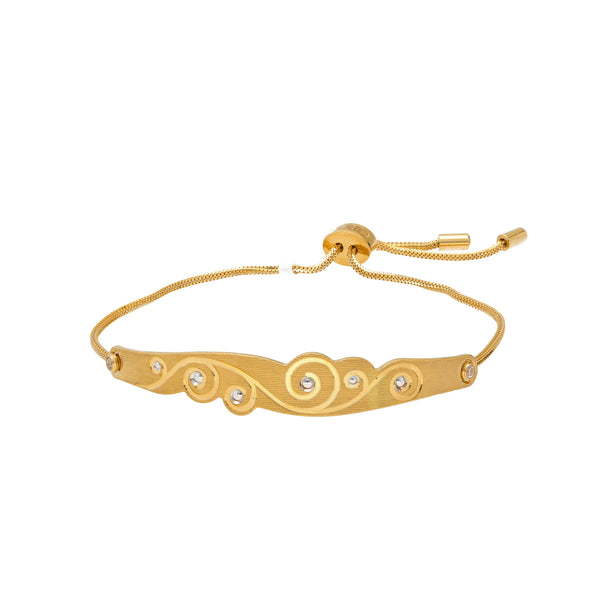 22K Yellow Gold & CZ Bracelet (13.8gm) | 


This dainty Indian gold bracelet has a whimsical design that is charming and elegant. The stra...