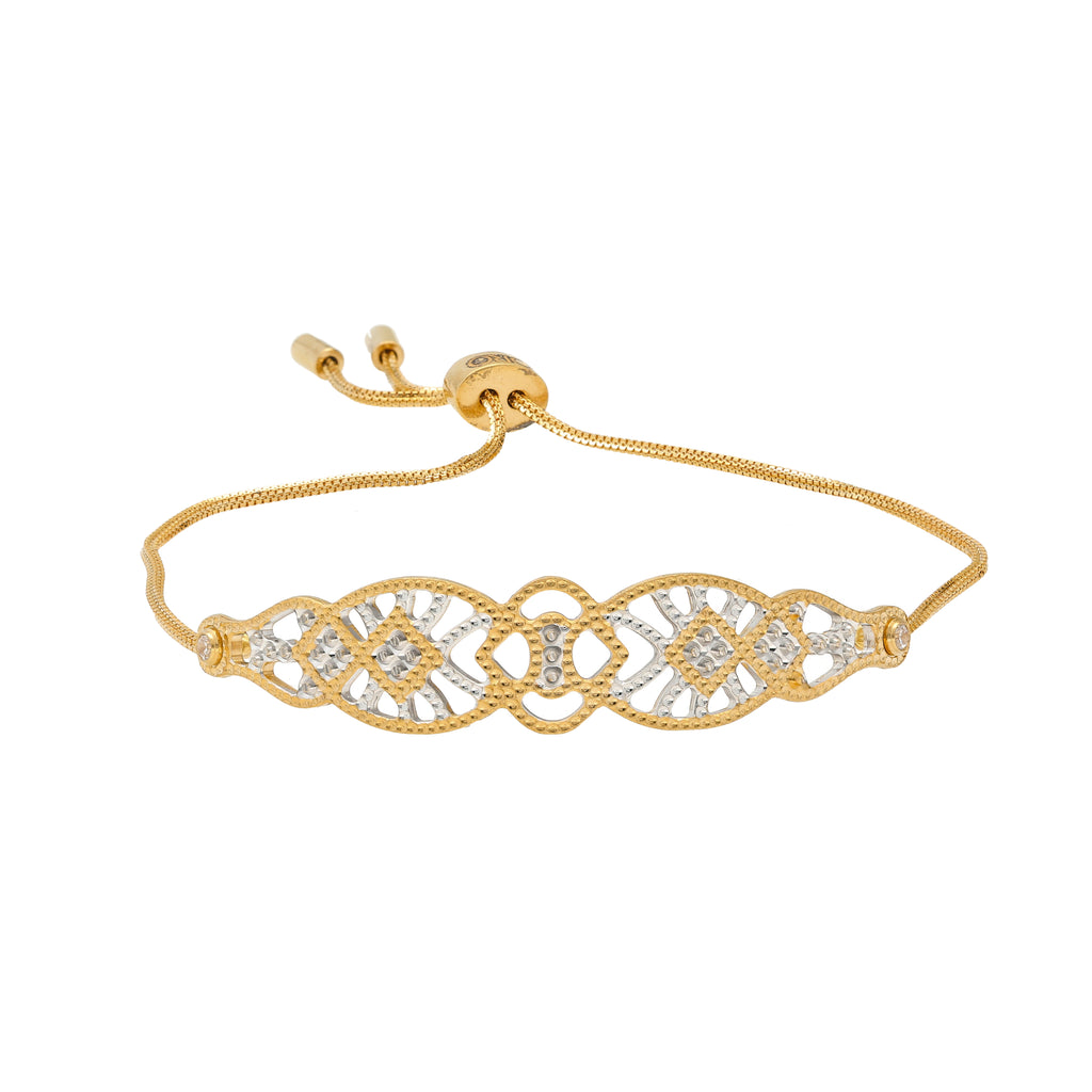 22K Multi-Tone Gold & CZ Bracelet (12.1gm) | 


Adding this simple and sophisticated 22k gold bracelet to your wrist for a special occasion wi...