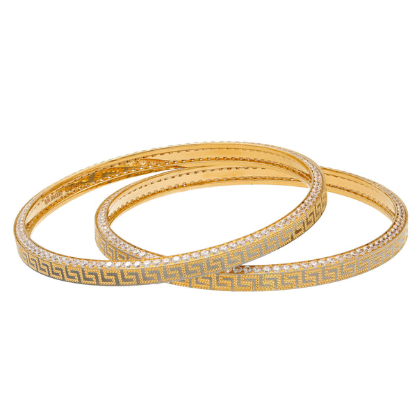 22K Yellow Gold & CZ Bangle Set of 4 (94.1gm) | 


This stunning set of gold Indian bangles features a modern design made authentic 22k gold. The...