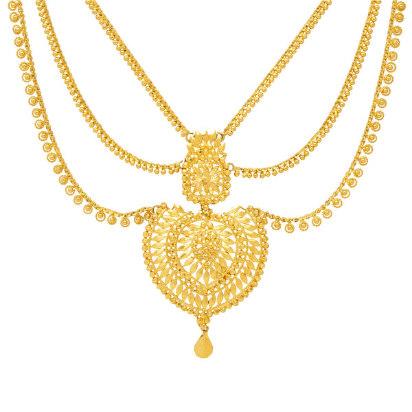 22K Yellow Gold Necklace Set (52.5gm) | 


Pair this dazzling 22k Indian gold jewelry set with bridal or traditional indian gowns for a r...