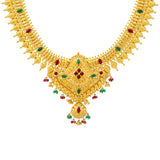 22K Yellow Gold Necklace Set w/ Emeralds & Rubies (51.1gm) | 


Uniquely elegant, this colorful 22k gold necklace and stud earring set has all the frills and ...