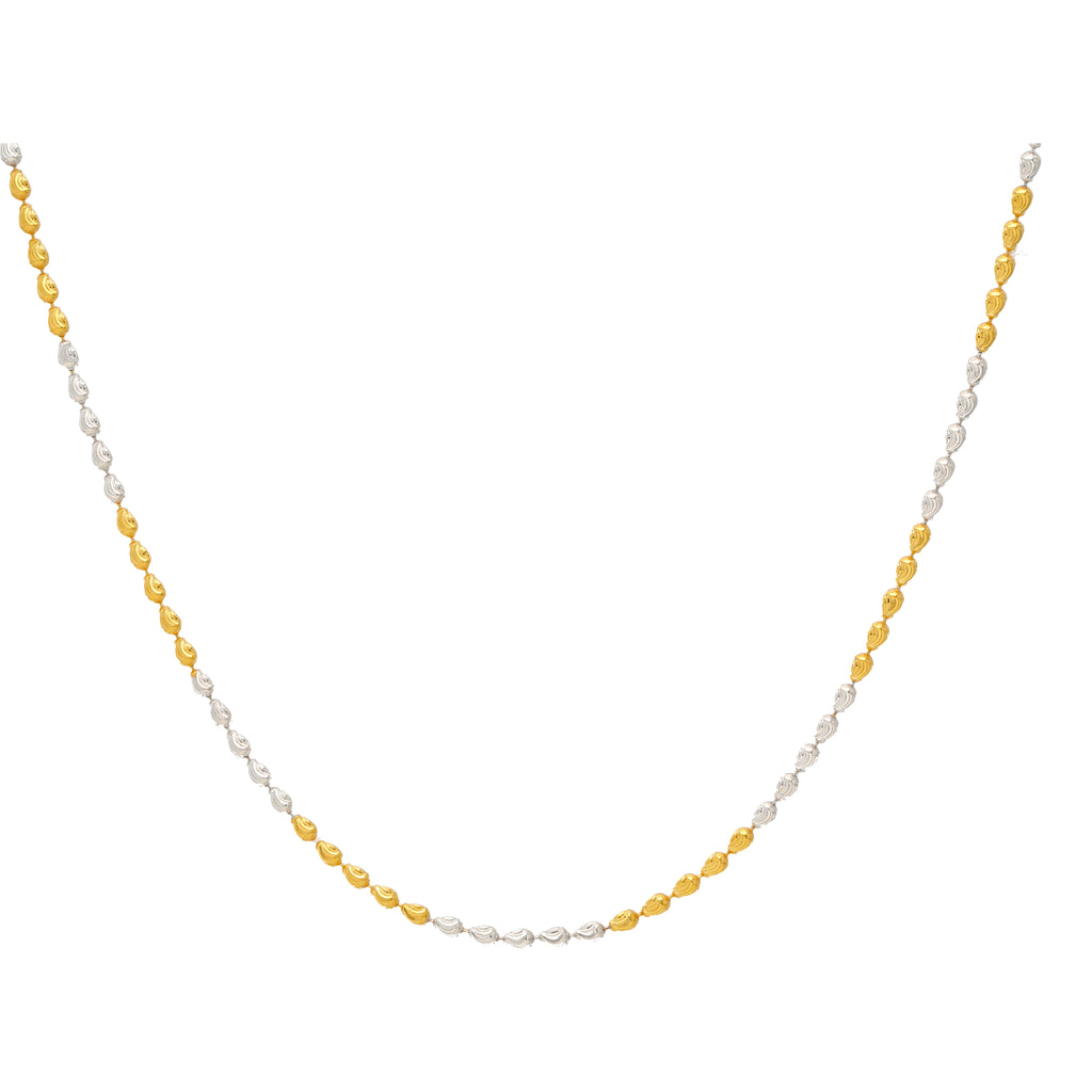 22k Yellow & White Gold Oval Bead Chain (12 gms) | 
This stylish and classy 22k gold chain has elegant beading in both 22k yellow and white gold. Fe...