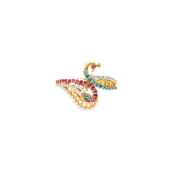 22K Gold & Gemstone Demure Peacock Ring - Virani Jewelers