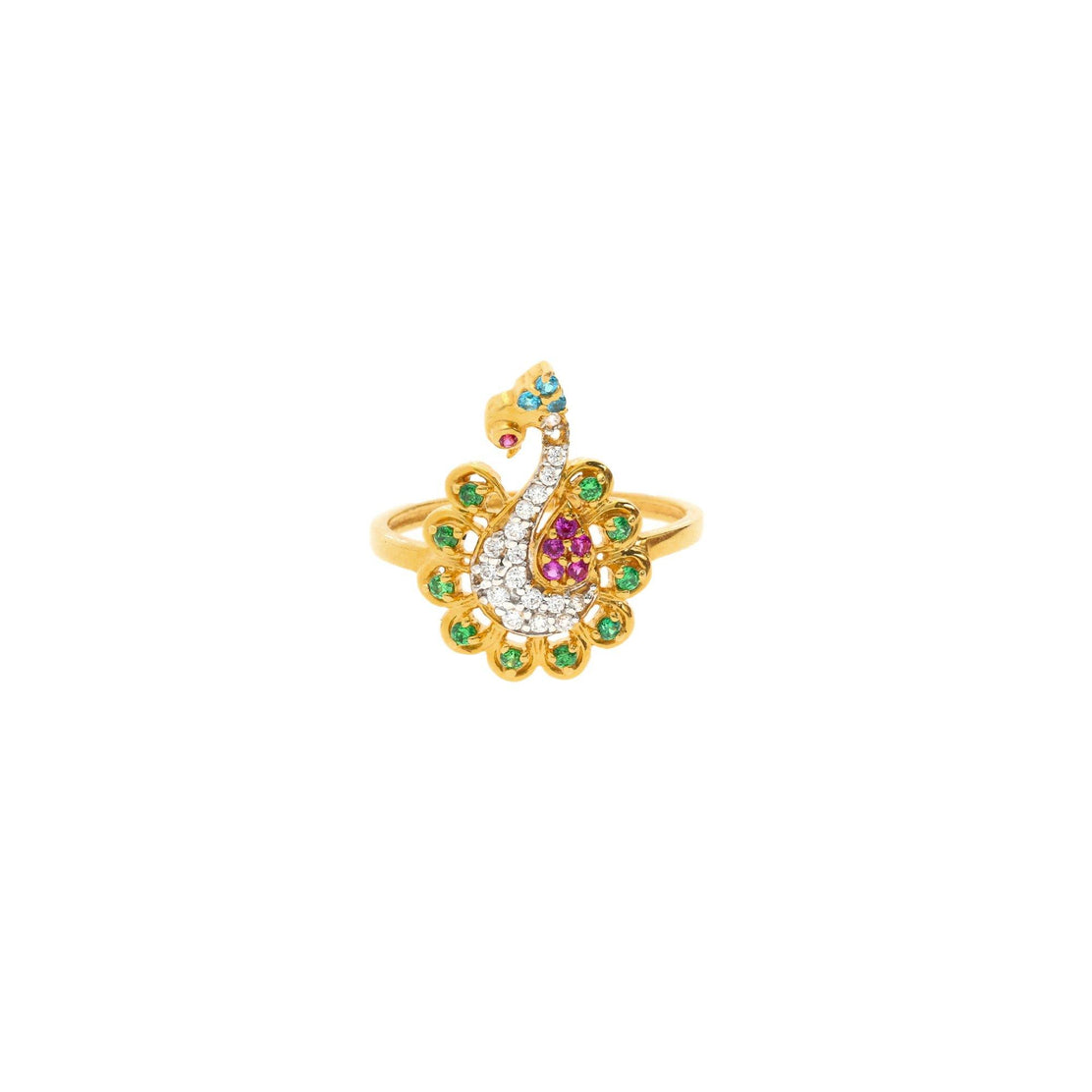Multicolor Stone Studded Peacock Gold-Plated Ring – Priyaasi