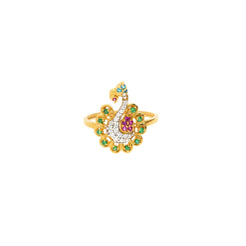 22K Gold & Gemstone Radiant Peacock Ring - Virani Jewelers