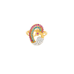 22K Gold & Enamel Abhishree Peacock Ring - Virani Jewelers