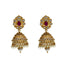 22K Yellow Antique Gold 2-in-1 Choker/Vanki & Jhumki Earrings Set W/ Kundan, Emerald, Pearls & Crescent Accents - Virani Jewelers