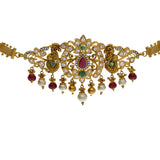 22K Yellow Antique Gold 2-in-1 Choker/Vanki & Chandbali Earrings Set W/ Emerald, Ruby, CZ, Pearls & Feather Peacock Accents - Virani Jewelers | 


Introduce your wardrobe to the antique allure of some of our gemstone jewelry like this beauti...