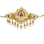 22K Yellow Antique Gold 2-in-1 Choker/Vanki & Chandbali Earrings Set W/ Emerald, Ruby, Pachi CZ, Pearls & Lotus Flower Design - Virani Jewelers
