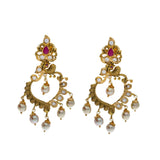 An image of a pair of 22K gold earrings from Virani Jewelers | Accessorize elegantly with this 22K yellow gold necklace and earring set from Virani Jewelers!

M...