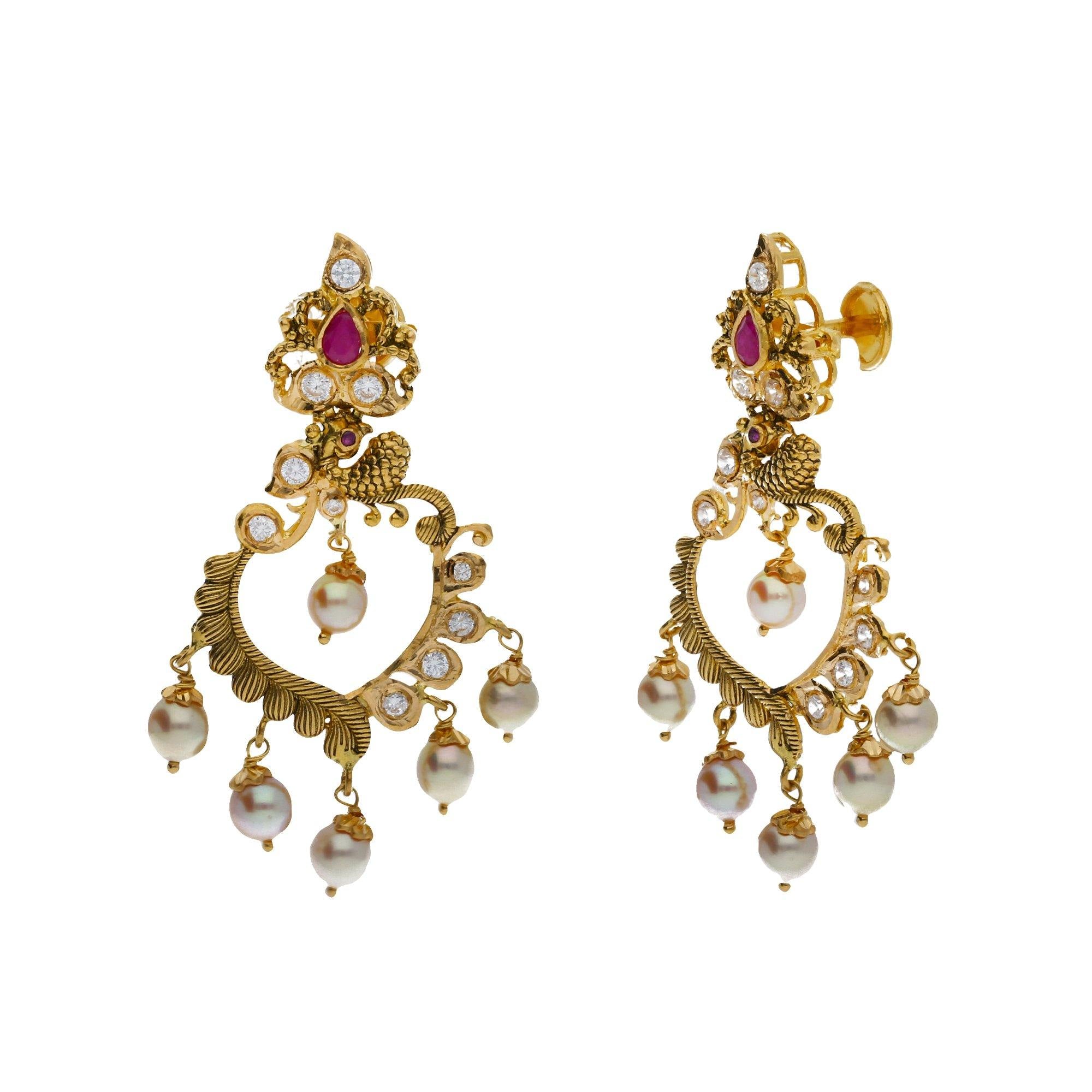 Treasure this Antique Gold Pendant Earrings From the Catalogue of Temple  Jewellery PS25013
