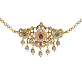 An image of a beautiful 22K gold necklace with gemstone accents, designed by Virani Jewelers | Searching for elegant 22K yellow gold jewelry to complement your formal attire? Check out this Va...
