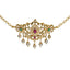 22K Yellow Antique Gold 2-in-1 Choker/Vanki & Chandbali Earrings Set W/ Emerald, Ruby, CZ, Pearls & Paisley Flower Design - Virani Jewelers