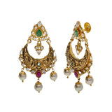 A close-up, side view of a pair of beautiful earrings from Virani Jewelers | Searching for elegant 22K yellow gold jewelry to complement your formal attire? Check out this Va...