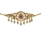 22K Yellow Antique Gold 2-in-1 Choker/Vanki & Chandbali Earrings Set W/ Emerald, Ruby, CZ, Pearls & Open Starburst Design - Virani Jewelers | 



Let the beauty of your gemstone jewelry shine without limit with radiant colors like this 22K...