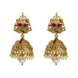 An image of elegant 22K yellow gold earrings from Virani Jewelers | Looking for elegant statement pieces to add to your wardrobe? This 22K yellow antique gold set fr...