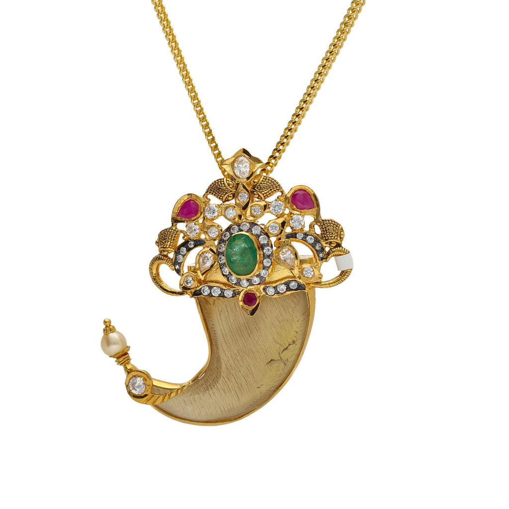 22K Yellow Gold Tiger Nail Pendant W/ Emeralds, Ruby, CZ, Pearls & Fish Accents - Virani Jewelers | 



Select pieces that have deep symbols that will bring a lifetime of luxurious wear like this 2...