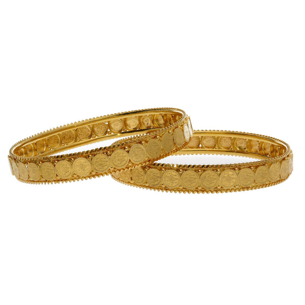 22K Yellow Gold Laxmi Kasu Bangles Set of 2 - Virani Jewelers | 


Bright metals and exquisite details make for great luxury jewelry pieces like this set of two ...