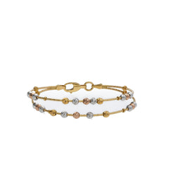 22K Multi Tone Gold Baby Bangle W/ White, Yellow & Rose Gold Rope Accents - Virani Jewelers