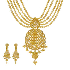 An image of the dreamcatcher pendant 22K gold necklace set from Virani Jewelers.