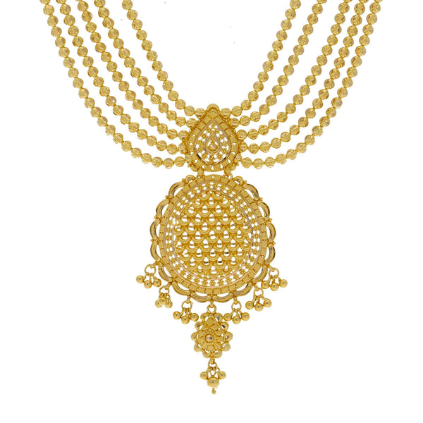 A close-up image of the dreamcatcher pendant on the 22K gold necklace from Virani Jewelers. | Discover irresistible luxury with this stunning 22K gold necklace from Virani Jewelers!

Features...