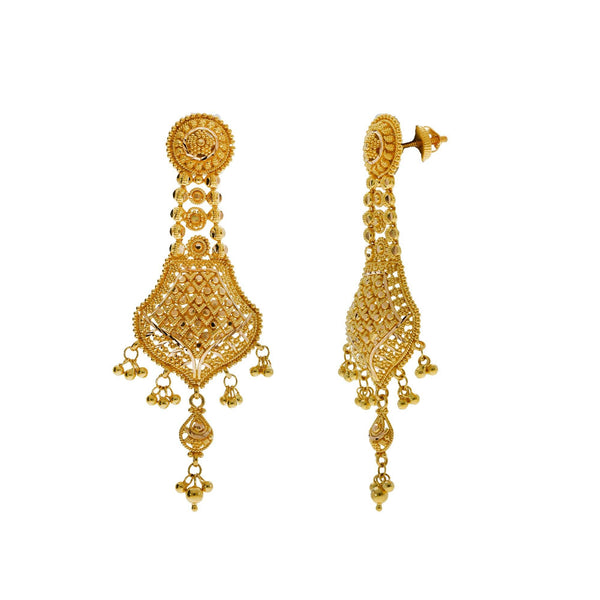 An image showing the side view of the 22K gold earrings from Virani Jewelers. | Treat yourself to a 22K gold necklace that will make you look like the queen you are.

Set includ...